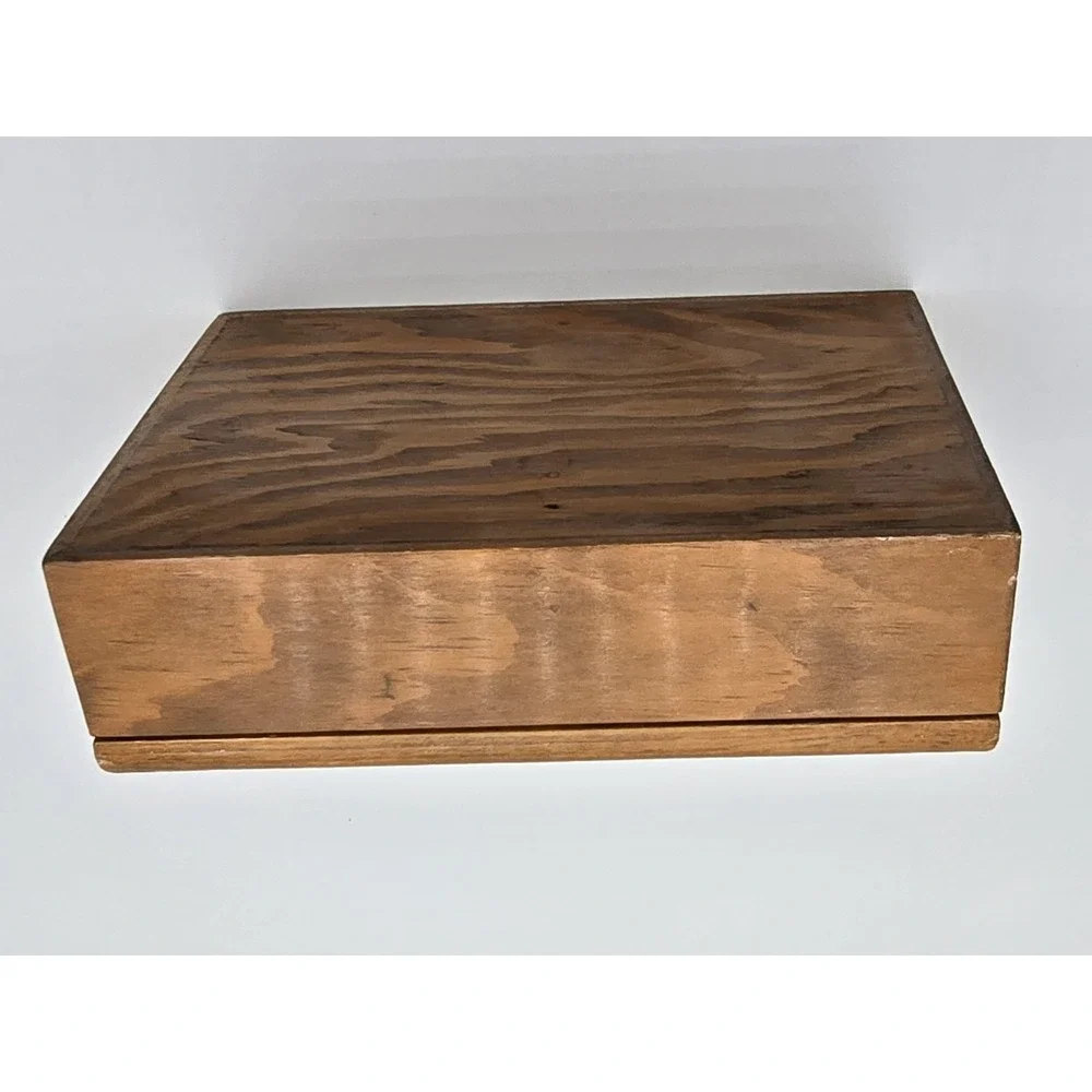 Vintage Mid‎ Century Ocean Beach Wooden Trinket Jewelry Box Seagulls Divided